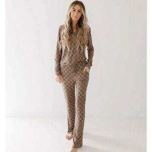 Forever French Baby Women’s Brown Checkered Pajamas
